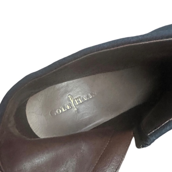 Cole Haan Cassidy Leather Stack Heel Ankle Booties in Blazer Blue Nubuck Sz 8 - Picture 5 of 6